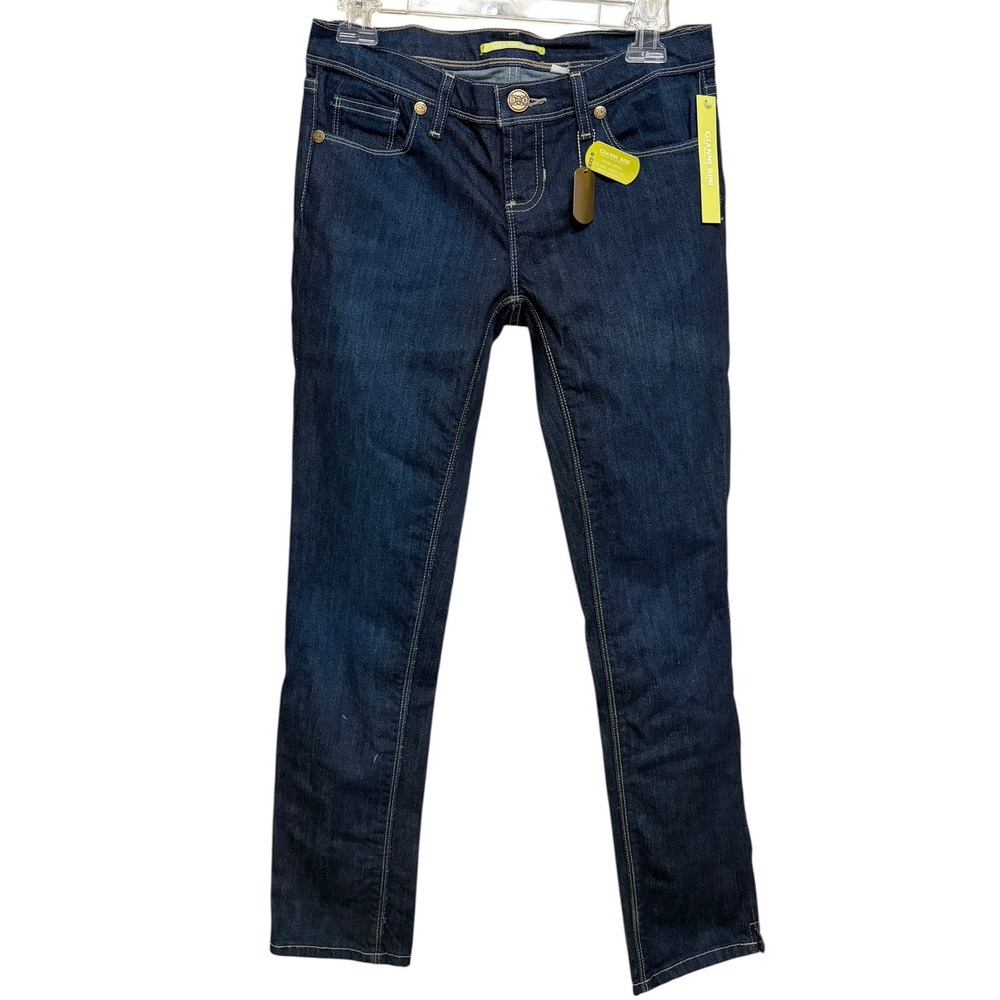 NWT Gianni‎ Bini Audra Low Rise Skinny Jeans Tahitian Blue Embroidered Size 25